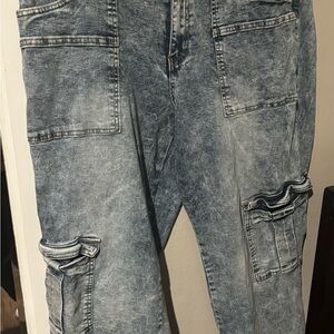 Men's Acid Wash Cargo Jeans